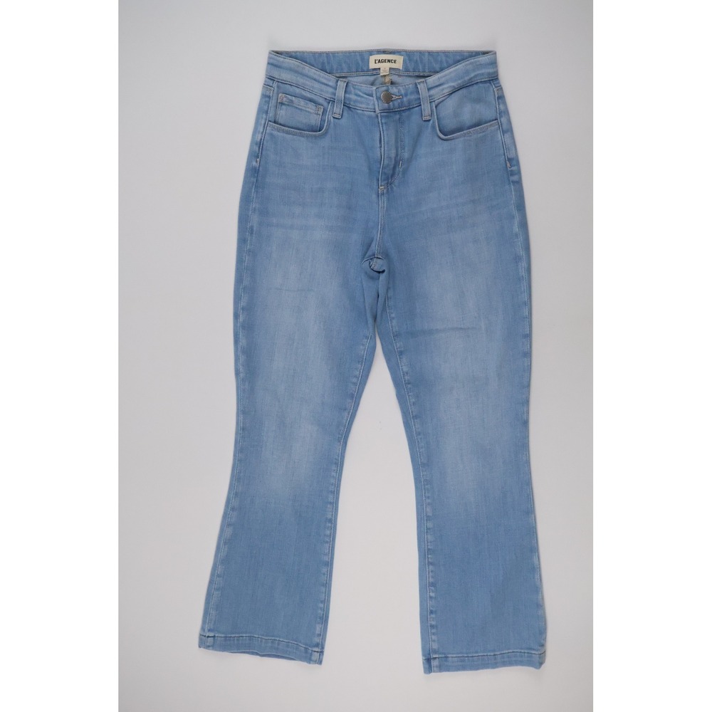 L'AGENCE Ali Slim Flare Jeans Light Blue Cordero 25 Cotton Blend NEW